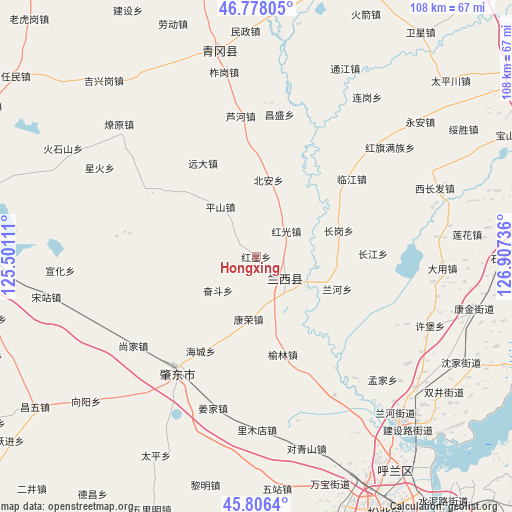 Hongxing on map