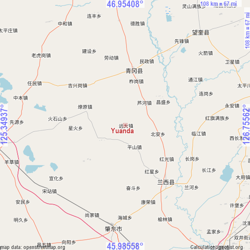 Yuanda on map