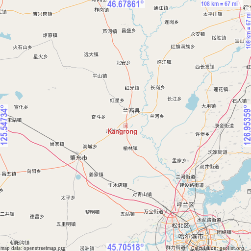 Kangrong on map