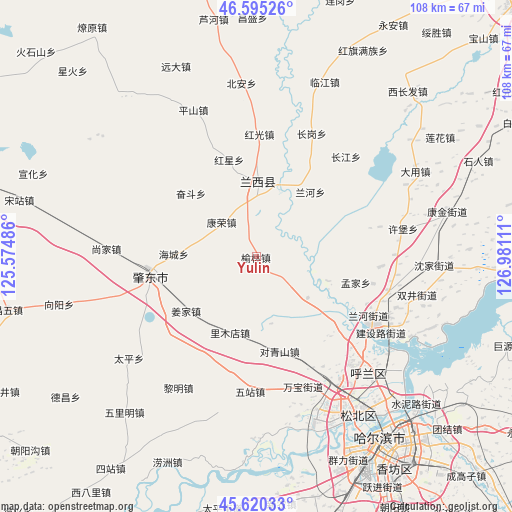 Yulin on map