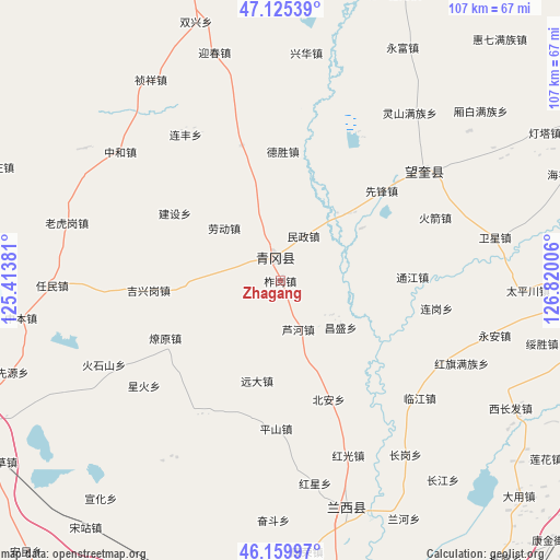 Zhagang on map