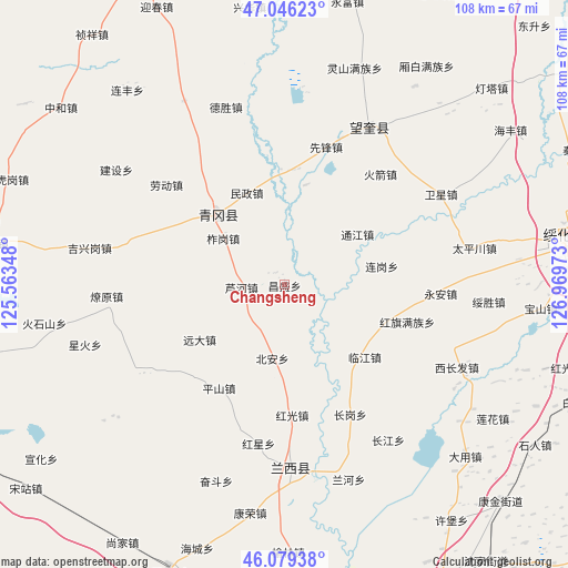 Changsheng on map