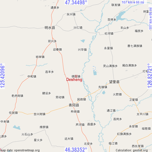 Desheng on map