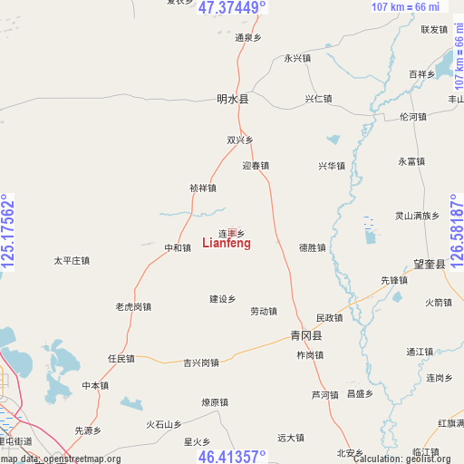 Lianfeng on map