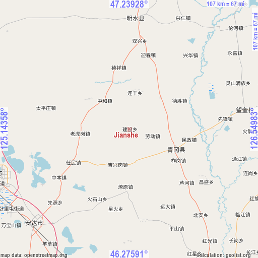 Jianshe on map