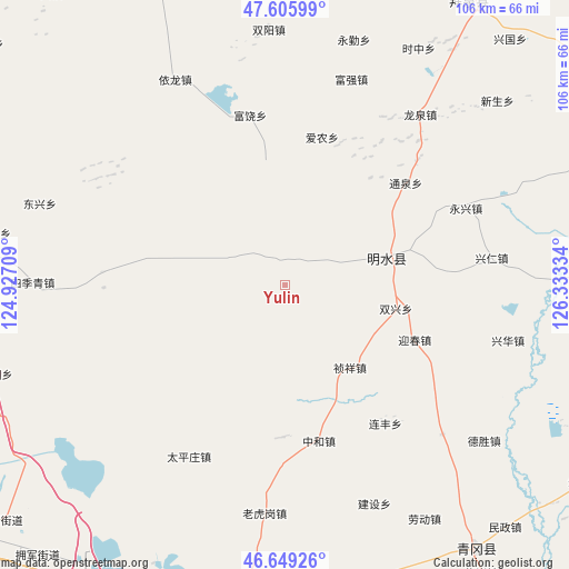 Yulin on map