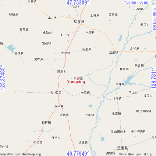 Yongxing on map