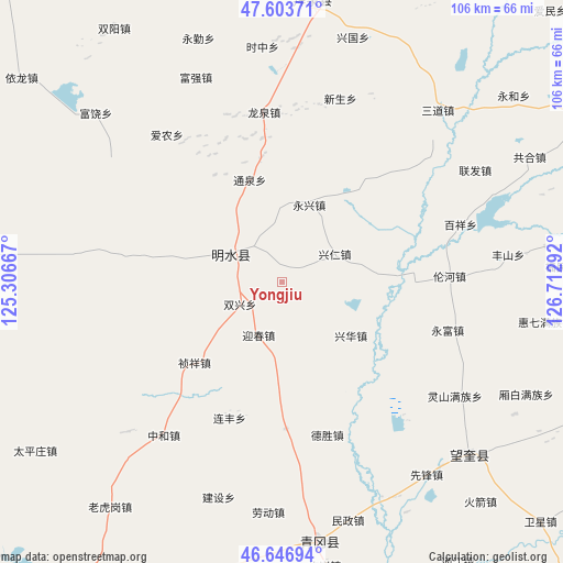 Yongjiu on map