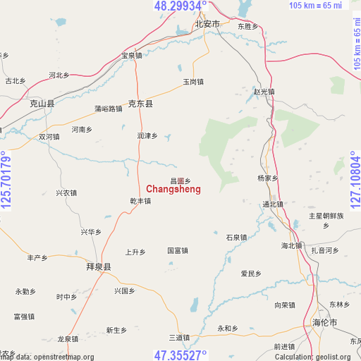 Changsheng on map