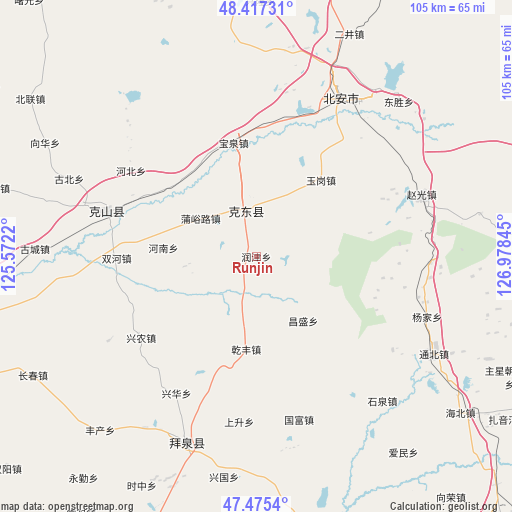 Runjin on map