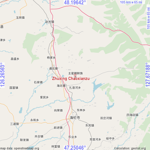 Zhuxing Chaoxianzu on map