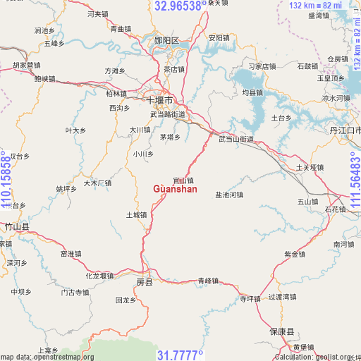 Guanshan on map