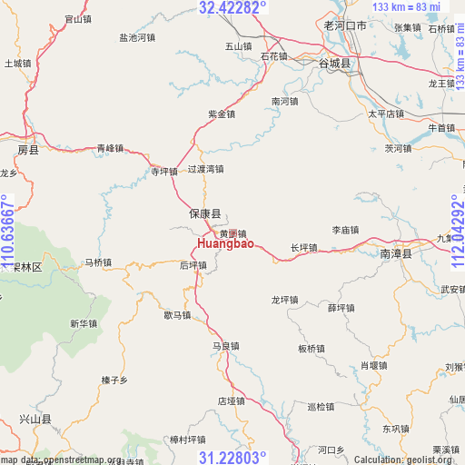 Huangbao on map