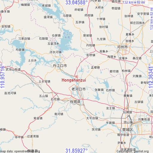 Hongshanzui on map