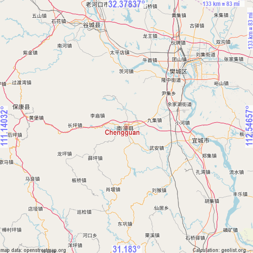 Chengguan on map