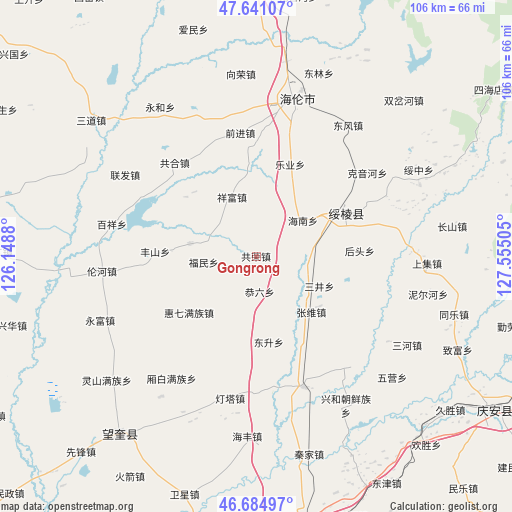 Gongrong on map