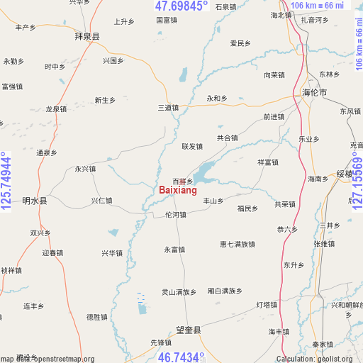 Baixiang on map