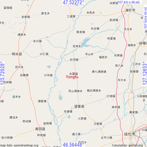 Yongfu on map