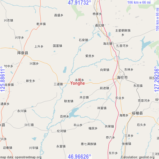 Yonghe on map