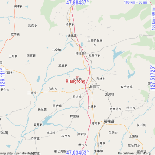 Xiangrong on map