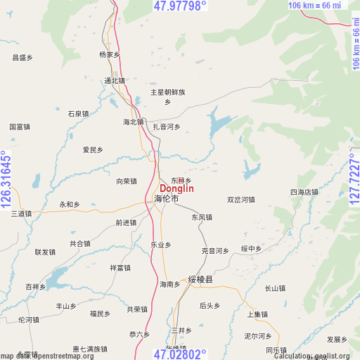 Donglin on map