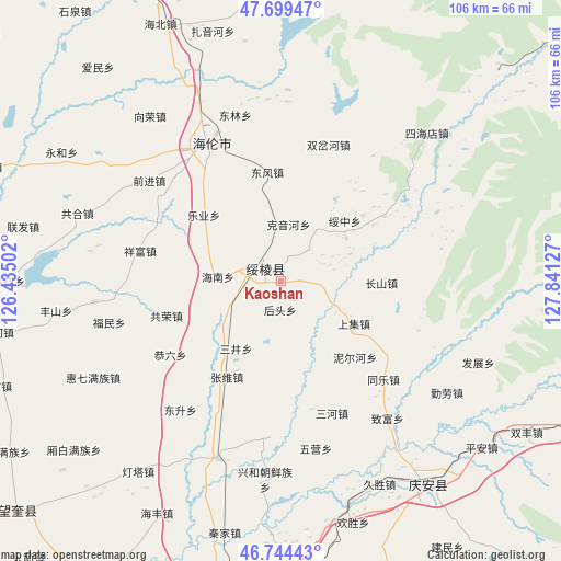 Kaoshan on map