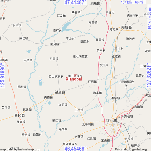 Xiangbai on map