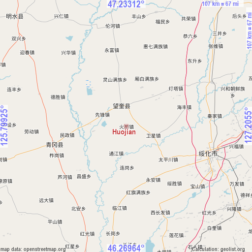 Huojian on map