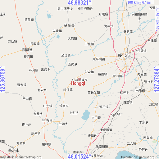 Hongqi on map