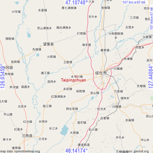 Taipingchuan on map