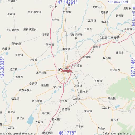 Dongfu on map