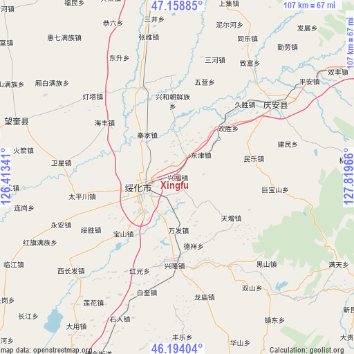 Xingfu on map