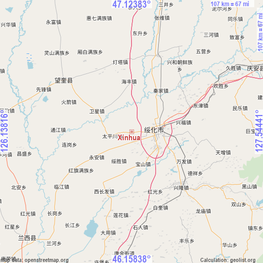 Xinhua on map