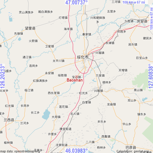 Baoshan on map