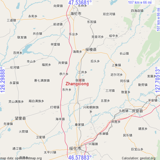 Zhangxiong on map