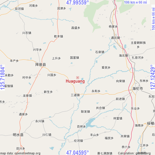 Huaguang on map