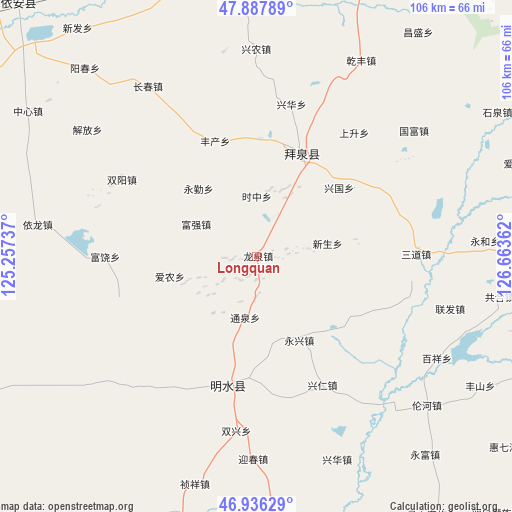 Longquan on map