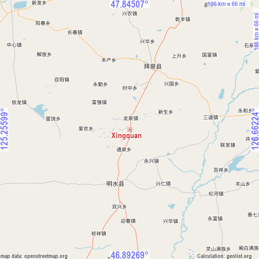 Xingquan on map