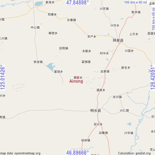 Ainong on map