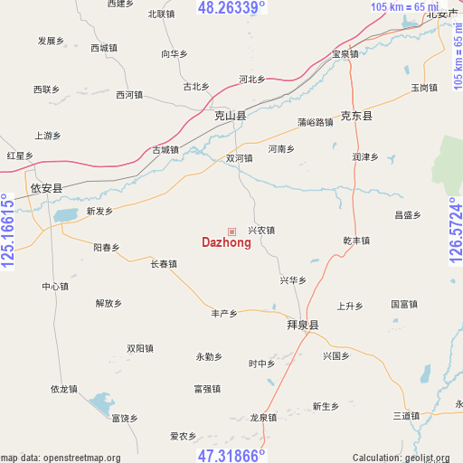 Dazhong on map