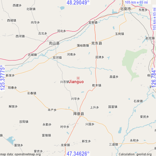 Jianguo on map