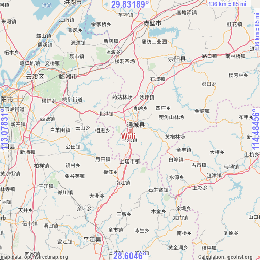 Wuli on map