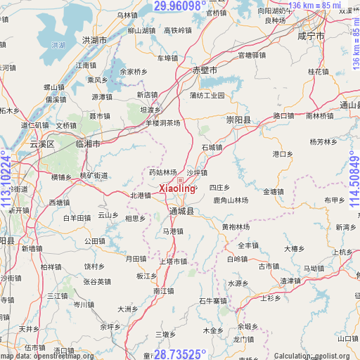 Xiaoling on map