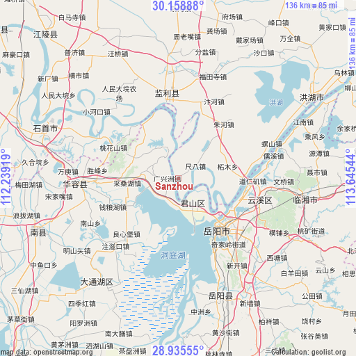 Sanzhou on map