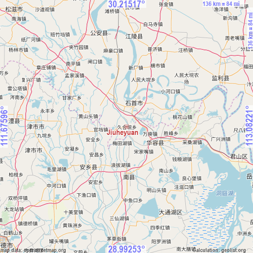 Jiuheyuan on map