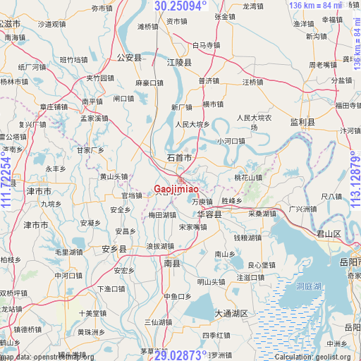 Gaojimiao on map