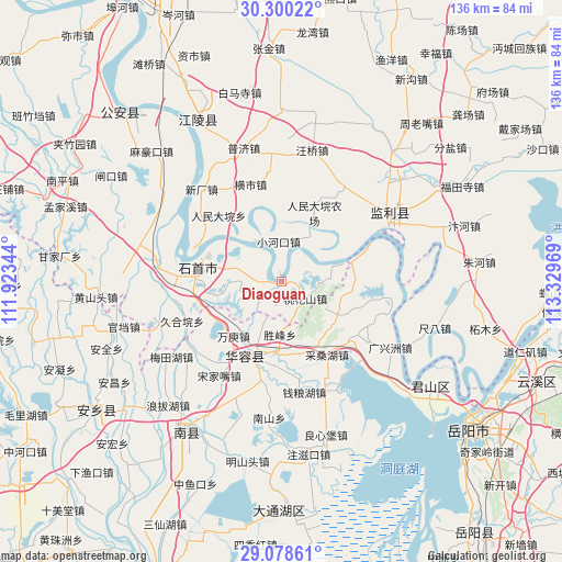 Diaoguan on map