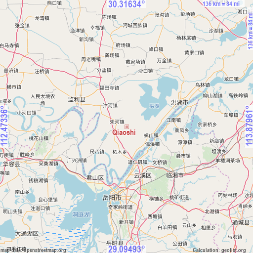 Qiaoshi on map