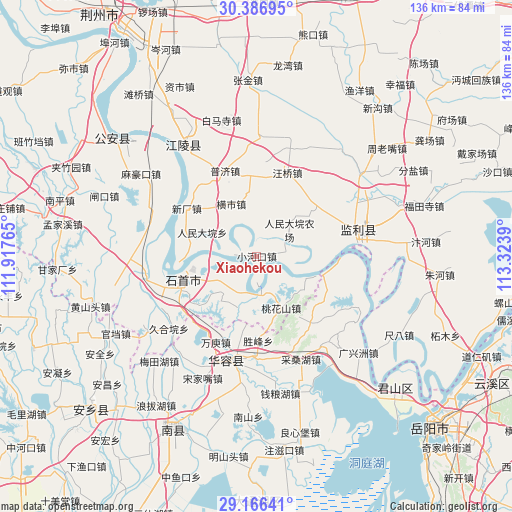 Xiaohekou on map