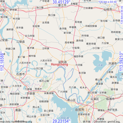 Hongcheng on map